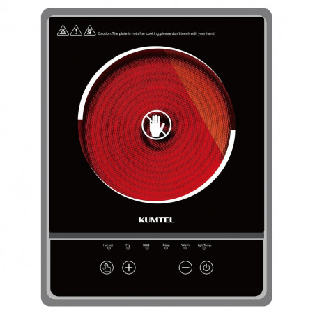 Инфрачервен котлон Kumtel HCA-1001, 2000W, Витрокерамика, 6 предварително зададени функции, Сензорно управление, Таймер, Черен