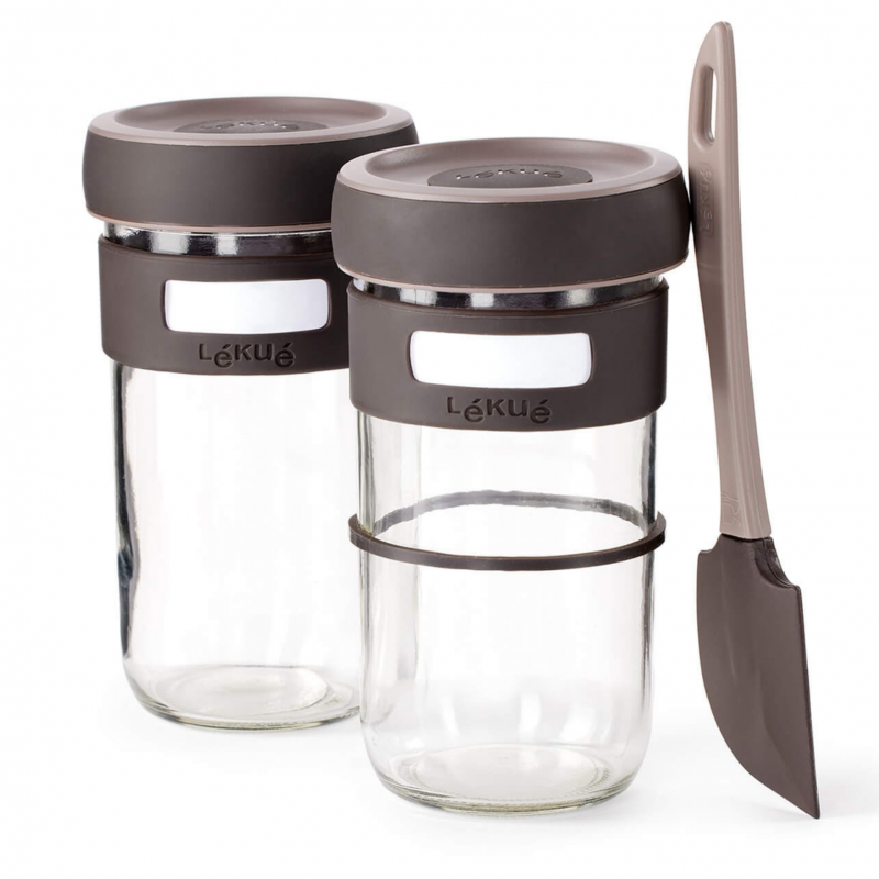 Комплект за приготвяне на хляб с квас Lekue 1010175, 3 части, 9.3х9.3х17 см, -20/+80°C, Кафяв