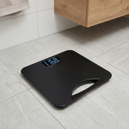 Кантар Adler AD 8193, До 250 кг, LCD, Индикатори за батерия и претоварване, Неплъзгащ се, Черен