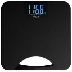 Кантар Adler AD 8193, До 250 кг, LCD, Индикатори за батерия и претоварване, Неплъзгащ се, Черен