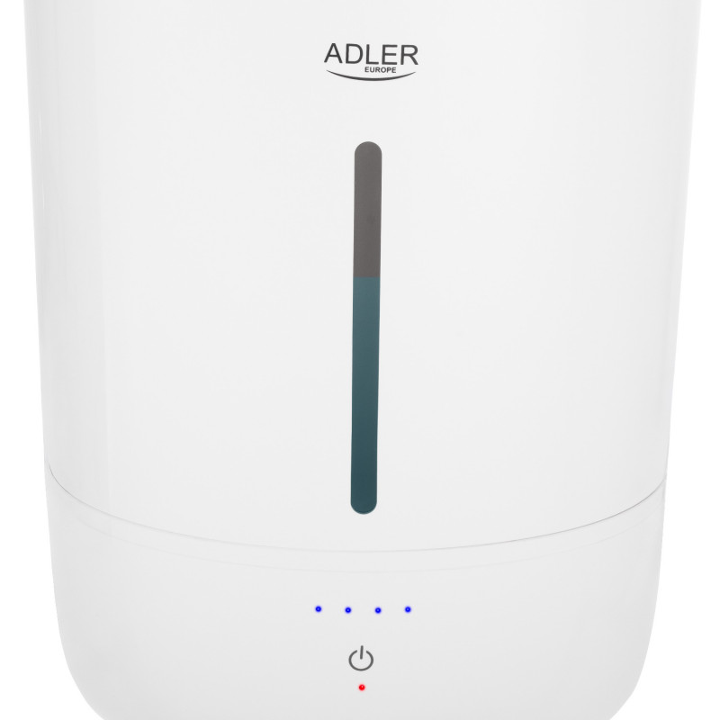 Овлажнител за въздух Adler AD 7971, 30W, До 20м2, 5 литра, 150-300 мл/час, Ултразвук, До 50 часа с едно пълнене, Бял