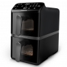 Двоен вертикален фритюрник с горещ въздух Philips Dual Stack 4000 NA460/00, 2750W, 10 л, 13 програми, 40-220°C, Синхронизация, Керамично покритие без PFAS, Прозорец, Черен