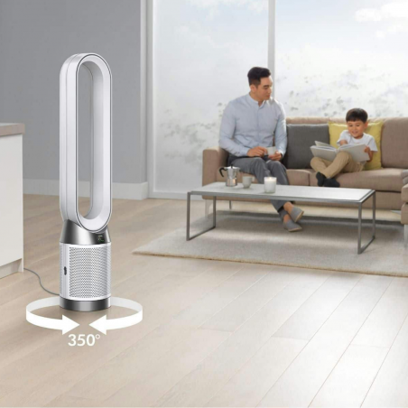 Пречиствател за въздух Dyson Purifier Cool PC1 544901-01, 50W, 30 м2, 287 l/s, 10 скорости, Air Multiplier™, Wi-Fi, Bluetooth, Осцилация, Бял/сребрист