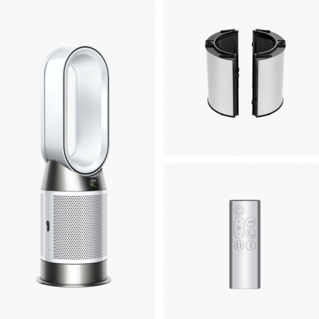 Пречиствател въздух 2в1 Dyson Purifier Hot+Cool HP1 544826-01, Отоплител, 50W, 30 м2, 287 l/s, 10 скорости, Air Multiplier™, Wi-Fi, Bluetooth, Осцилация, Бял/сребрист