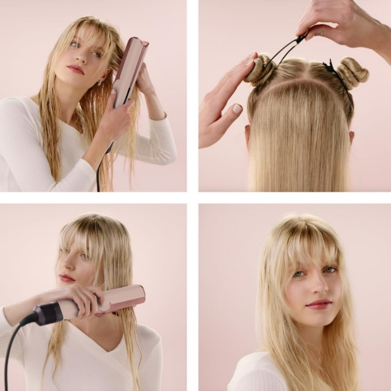 Преса за коса Dyson HT01 Airstrait Amsi/Pkcp 143343-01, 1600W, Маx 140C, Йонизация, 6 нива на темп, Щадяща косата, Медно покритие, LCD дисплей, Кехлибар/розово шампанско