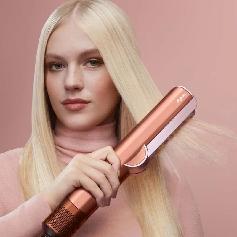 Преса за коса Dyson HT01 Airstrait Amsi/Pkcp 143343-01, 1600W, Маx 140C, Йонизация, 6 нива на темп, Щадяща косата, Медно покритие, LCD дисплей, Кехлибар/розово шампанско