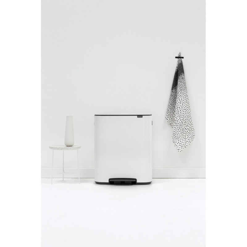 Кош за боклук Brabantia Bo Pedal 1003188, 2x30 л, Плавно затваряне, Противоплъзгаща основа, Бял