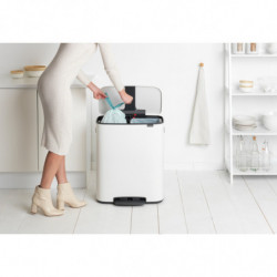 Кош за боклук Brabantia Bo Pedal 1003188, 2x30 л, Плавно затваряне, Противоплъзгаща основа, Бял