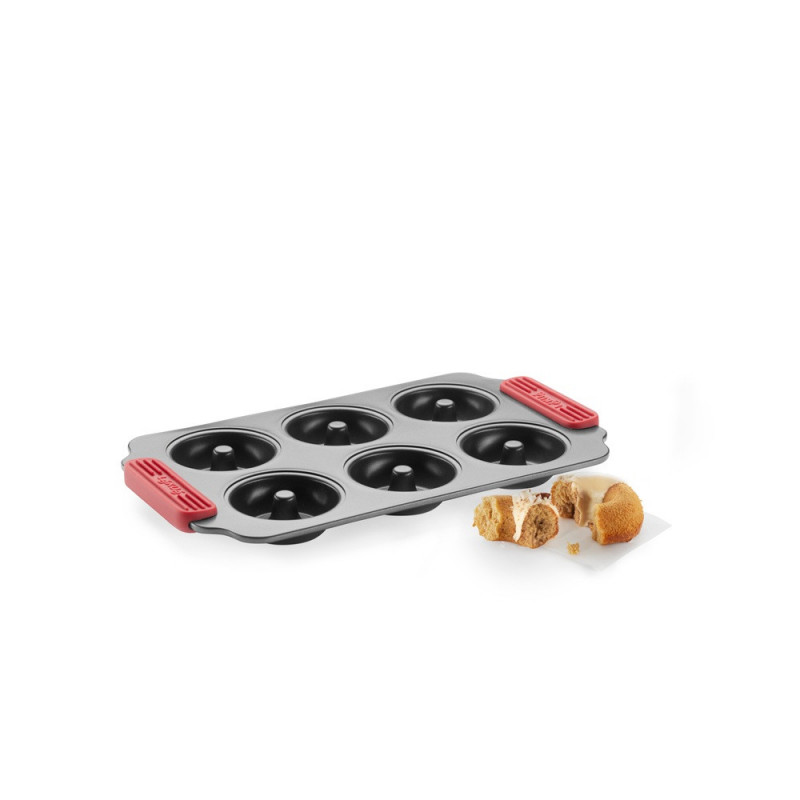 Форма за понички Lekue 1009477, 31x18x3 см, Незалепващо керамично покритие, Стомана, +4°C / +240°C, Черен