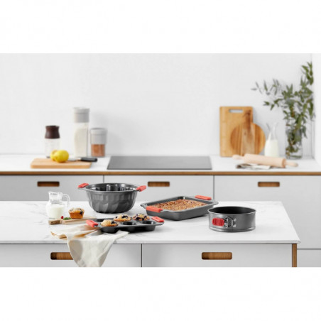 Форма за понички Lekue 1009477, 31x18x3 см, Незалепващо керамично покритие, Стомана, +4°C / +240°C, Черен