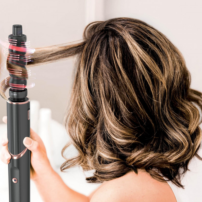 Маша за коса и сешоар 3в1 Shark FlexStyle HD426EU, 1650W, 3 скорости, 3 темп, Автоматично увиване и фиксиране на къдрици Coanda, Сушене, Изправяне, Черен