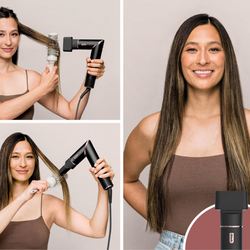 Маша за коса и сешоар 3в1 Shark FlexStyle HD426EU, 1650W, 3 скорости, 3 темп, Автоматично увиване и фиксиране на къдрици Coanda, Сушене, Изправяне, Черен