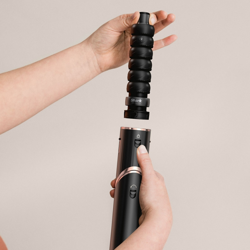 Многофункционална маша 5в1 Shark HD446EU FlexStyle, 1650W, 3 скорости, 3 темп настройки, Автоматично увиване и фиксиране на къдрици Coanda, Сушене, Изправяне, Черен