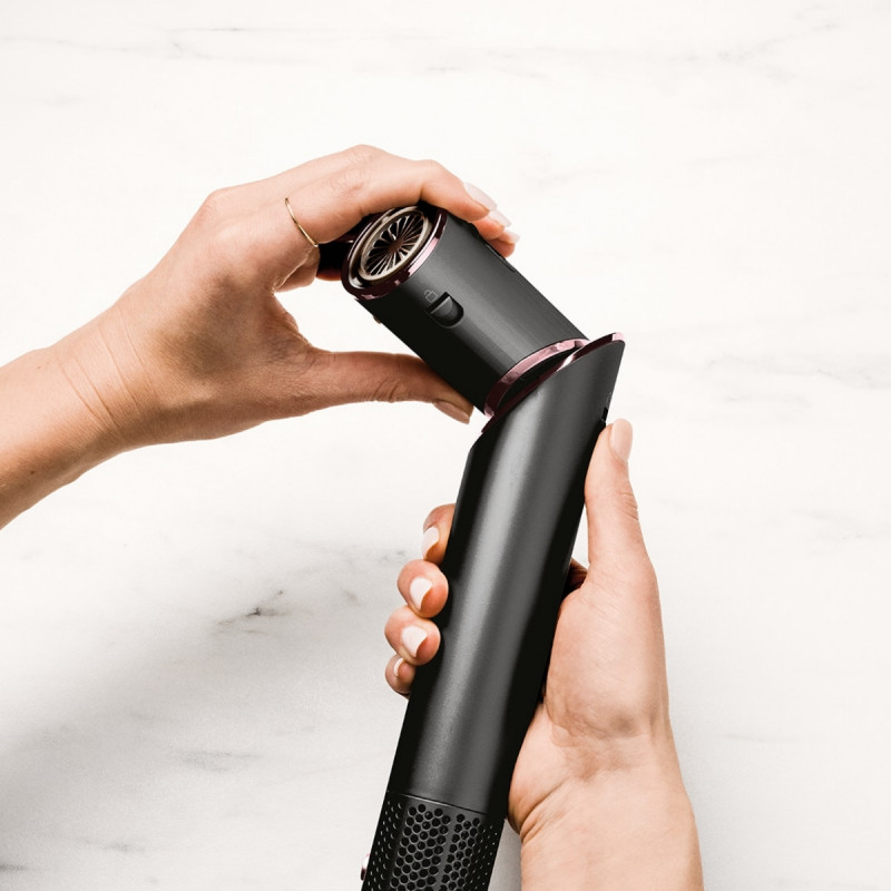 Многофункционална маша 5в1 Shark HD446EU FlexStyle, 1650W, 3 скорости, 3 темп настройки, Автоматично увиване и фиксиране на къдрици Coanda, Сушене, Изправяне, Черен