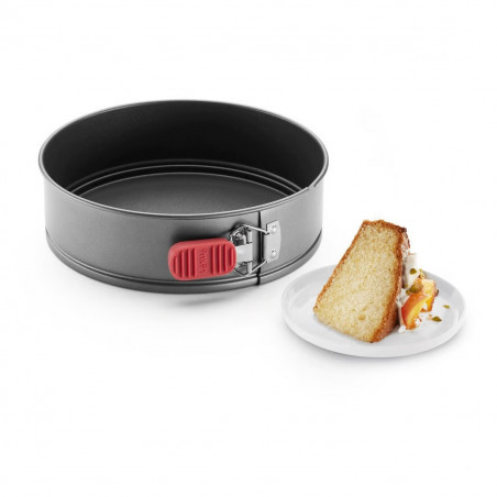 Форма за печене с падащо дъно Lekue 1009475, Ø24 см, Керамично незалепващо покритие, Карбонова стомана, От +4°C до +240°C, Черен/Червен