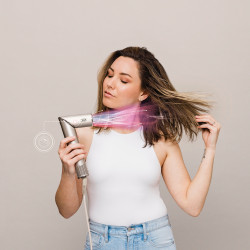 Маша за коса и сешоар 3в1 Shark FlexStyle HD426SLEU, 1650W, 3 скорости, 3 темп, Автоматично увиване и фиксиране на къдрици Coanda, Сушене, Изправяне, Шампанско