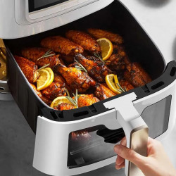 Фритюрник с горещ въздух Dreame AF30, 2300W, 7 л, 12 програми, 50-200°C, Dual-Source Cyclonic Heat, SmartSteam, LED, NTC, Бял