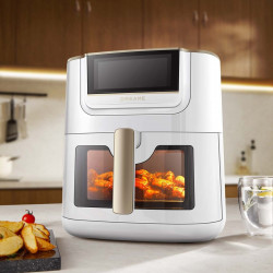 Фритюрник с горещ въздух Dreame AF30, 2300W, 7 л, 12 програми, 50-200°C, Dual-Source Cyclonic Heat, SmartSteam, LED, NTC, Бял