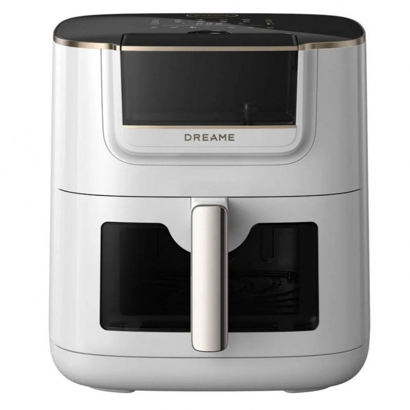 Фритюрник с горещ въздух Dreame AF30, 2300W, 7 л, 12 програми, 50-200°C, Dual-Source Cyclonic Heat, SmartSteam, LED, NTC, Бял