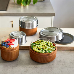 Стъклена кутия за обяд Black+Blum GR-LB-L015, 0.75 л, Съвместима с микровълнова и съдомиялна, Без BPA, Тъмносив