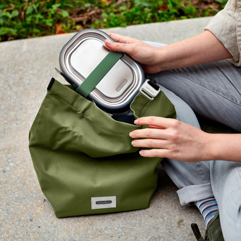 Изолирана чанта за обяд Black+Blum LBB019, 6.7 л, 33.5х15.5х31 см, Водоотблъскваща, Навиваща се, Каишка за носене, Без BPA, Зелен