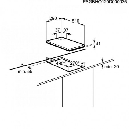 Газов плот за вграждане Electrolux EGG3322NVX(ST), 4000W, Електронно запалване, Система за сигурност, Черен