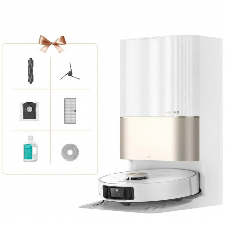 Прахосмукачка робот Dreame X40 Ultra Complete RLX63CE-2, 12000 Pa, 180 мин, 3.2 л, AI RGB камера, Wi-Fi, Сухо/мокро, OmniDirt, Самопочистване на мопа при 70°C, Автоматична изпразваща станция, Бял