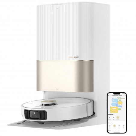 Прахосмукачка робот Dreame X40 Ultra Complete RLX63CE-2, 12000 Pa, 180 мин, 3.2 л, AI RGB камера, Wi-Fi, Сухо/мокро, OmniDirt, Самопочистване на мопа при 70°C, Автоматична изпразваща станция, Бял