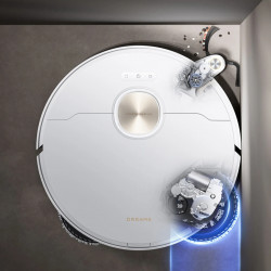 Прахосмукачка робот Dreame X40 Ultra Complete RLX63CE-2, 12000 Pa, 180 мин, 3.2 л, AI RGB камера, Wi-Fi, Сухо/мокро, OmniDirt, Самопочистване на мопа при 70°C, Автоматична изпразваща станция, Бял