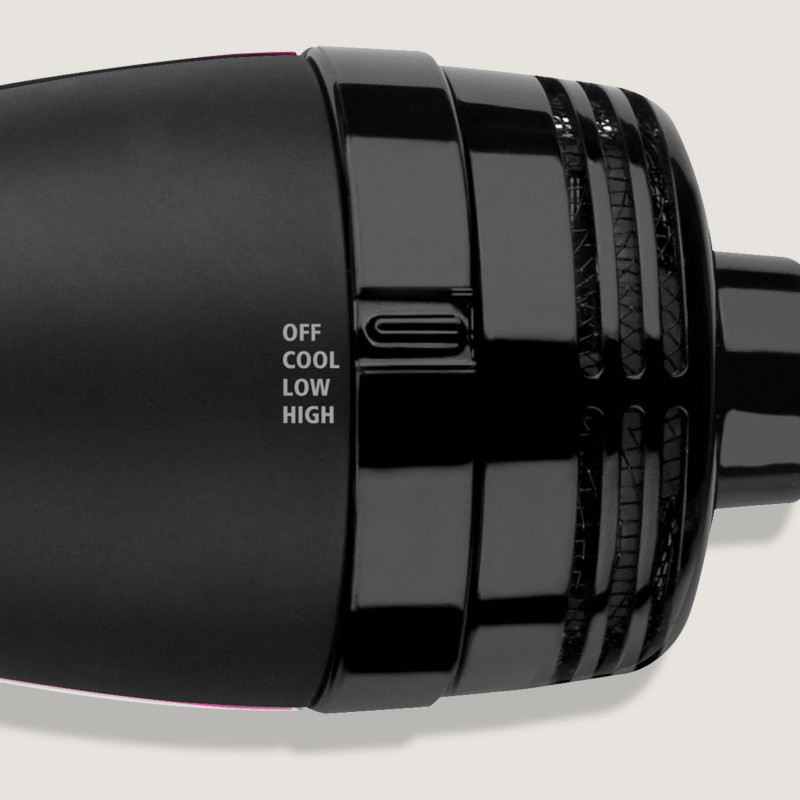 Електрическа четка за стилизиране и сушене REVLON Pro Collection RVDR5222, 800W, 3 степени, 2 скорости, Керамично покритие, Йонизация, Студен връх, Черен/розов