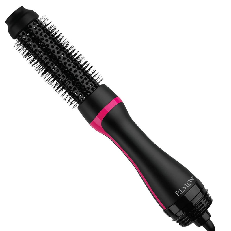 Електрическа четка за стилизиране и сушене REVLON One-Step Root Booster Hot Air Brush RVDR5292, 820W, 3 степени, 3 скорости, Керамично покритие, Йонизация, Студен връх, Черен/розов