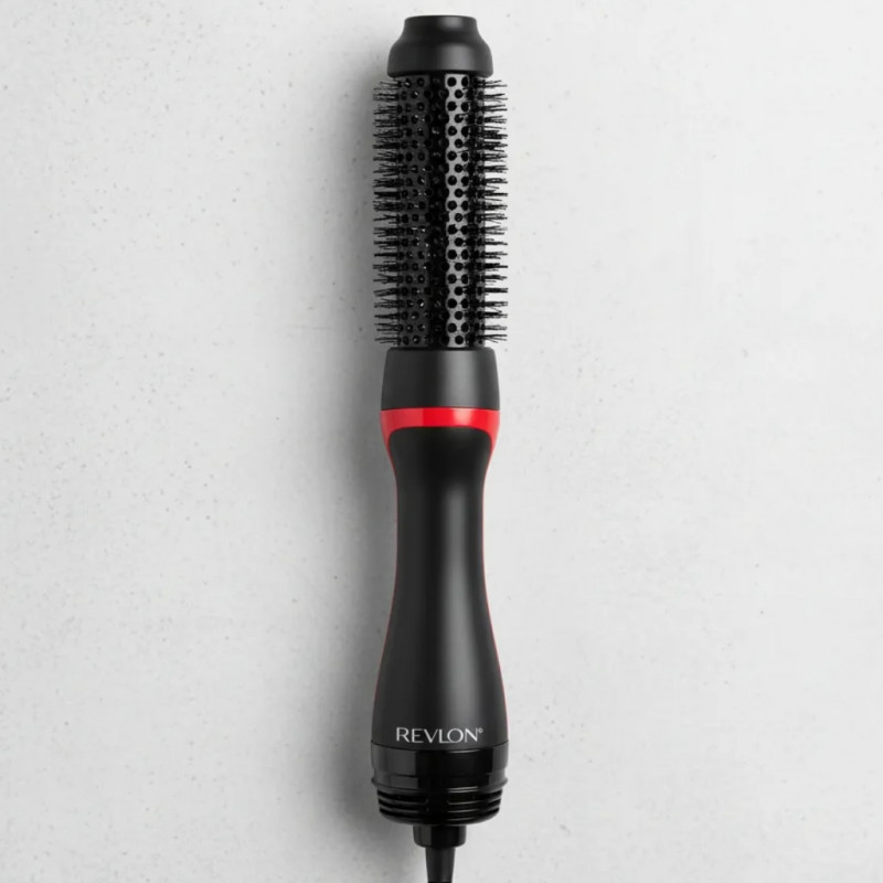 Електрическа четка за стилизиране и сушене REVLON One-Step Root Booster Hot Air Brush RVDR5292, 820W, 3 степени, 3 скорости, Керамично покритие, Йонизация, Студен връх, Черен/розов
