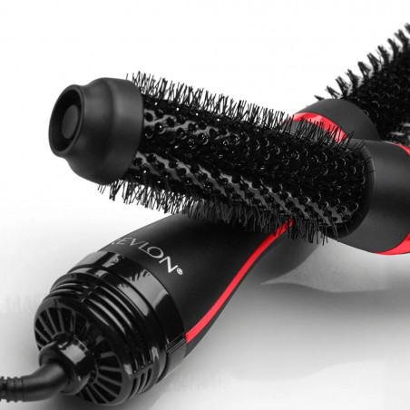Електрическа четка за стилизиране и сушене REVLON One-Step Root Booster Hot Air Brush RVDR5292, 820W, 3 степени, 3 скорости, Керамично покритие, Йонизация, Студен връх, Черен/розов
