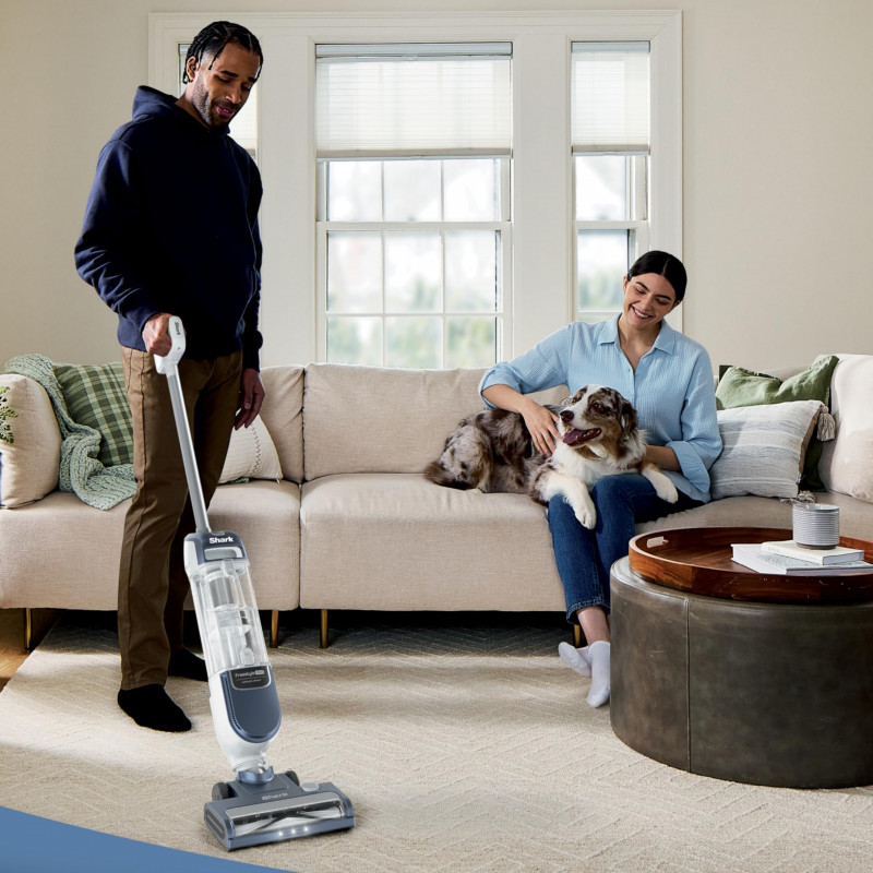 Вертикална прахосмукачка Shark Freestyle Max SV2002, 30W, 0.7 л, 20 мин, 2 скорости, 2 степени, LED светлини, Станция за зареждане, Син