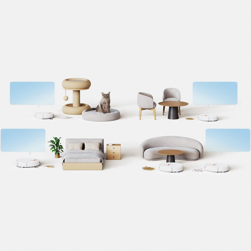 Прахосмукачка робот Xiaomi BHR07XBEU H40, 10000 Pa, 180 мин, 4 л, Автоматична станция, LDS навигация, Избягване на предмети, Мобилно приложение, Бял