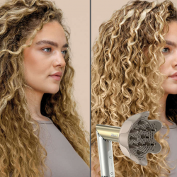 Маша за коса и сешоар 5в1 Shark Glam Multistyler HD6052SEU, 1500W, 3 скорости, 6 темп, 100-220°C, Керамични елементи, Йонизация, Автоматично навиване Coanda, Gloss Lock, Златист