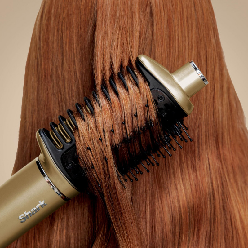 Маша за коса и сешоар 5в1 Shark Glam Multistyler HD6052SEU, 1500W, 3 скорости, 6 темп, 100-220°C, Керамични елементи, Йонизация, Автоматично навиване Coanda, Gloss Lock, Златист