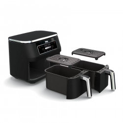 Двоен фритюрник с горещ въздух Ninja Foodi Dual Zone AF200EU, 2400W, Независими зони за готвене, 7.6 л, 4 програми, 100-240°C, Max Crisp, Sync, Черен