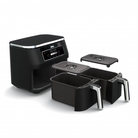 Двоен фритюрник с горещ въздух Ninja Foodi Dual Zone AF200EU, 2400W, Независими зони за готвене, 7.6 л, 4 програми, 100-240°C, Max Crisp, Sync, Черен