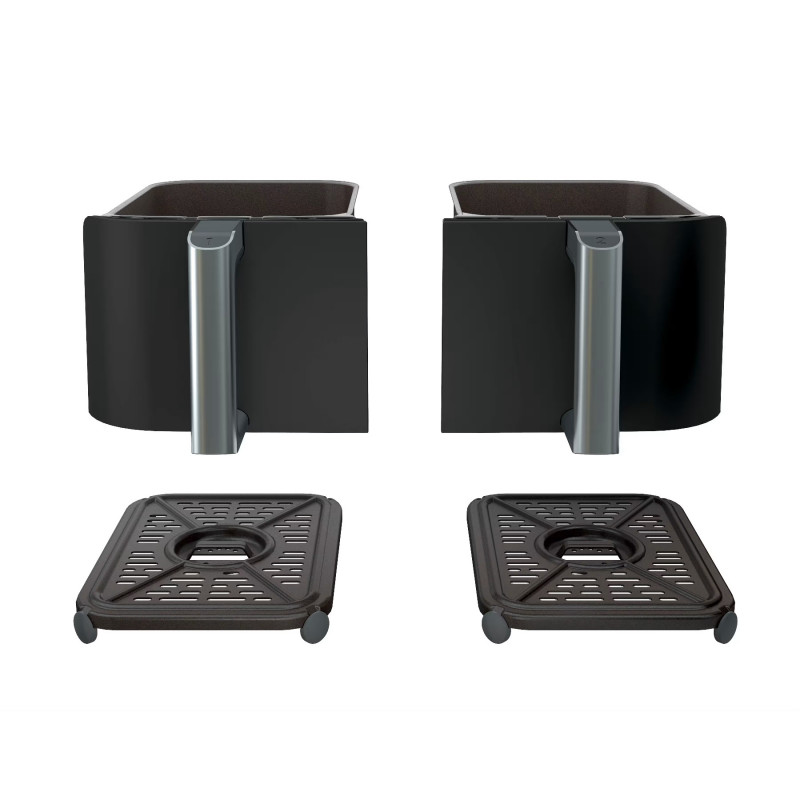 Двоен фритюрник с горещ въздух Ninja Foodi Dual Zone AF200EU, 2400W, Независими зони за готвене, 7.6 л, 4 програми, 100-240°C, Max Crisp, Sync, Черен