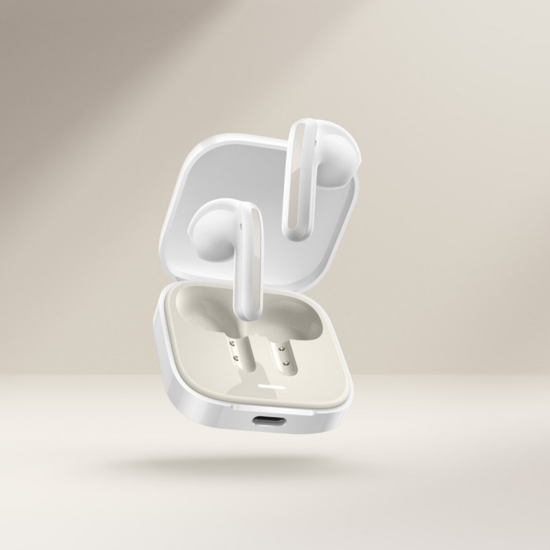 Безжични слушалки Xiaomi Redmi Buds 6 Active BHR8391GL, 6 часа, 5 режима, Сензорно управление, Шумопотискане, Bt 5.4, IPX4, Бял