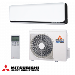 Инверторен климатик Mitsubishi Heavy Industries SRK25ZSX-WFB + SRC25ZSX-W, 9000 BTU, 20 м2, Wi-Fi, R-32, Бял/Черен