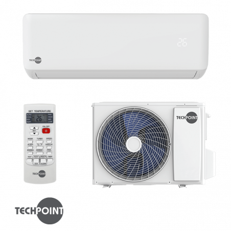 Инверторен климатик TechPoint TCP H09 MAXCOOL, 9000 BTU, 17 м2, A++, R-32, Бял