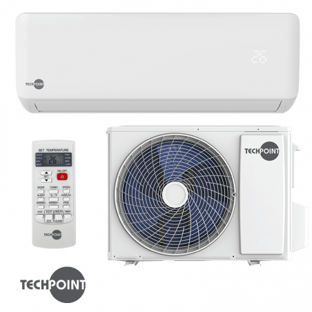 Инверторен климатик TechPoint TCP H24 MAXCOOL, 24000 BTU, 47 м2, A++, R-32, Бял