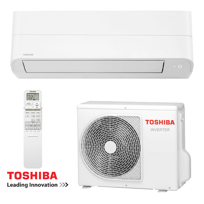 Инверторен климатик Toshiba Essento RAS-B24B2KV2G-E + RAS-24B2AVG-E2, 24000 BTU, 45 м2, R-32, A++, Бял