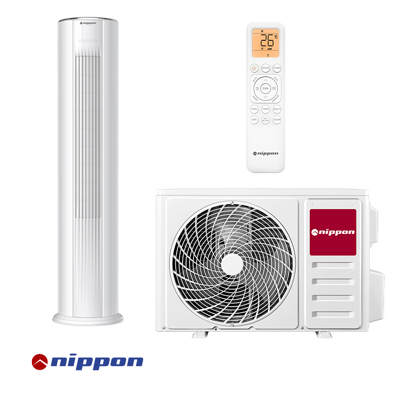 Колонен климатик Nippon NPC-24MCFL, 24000 BTU, 45 м2, А++/А+, R-32, Бял