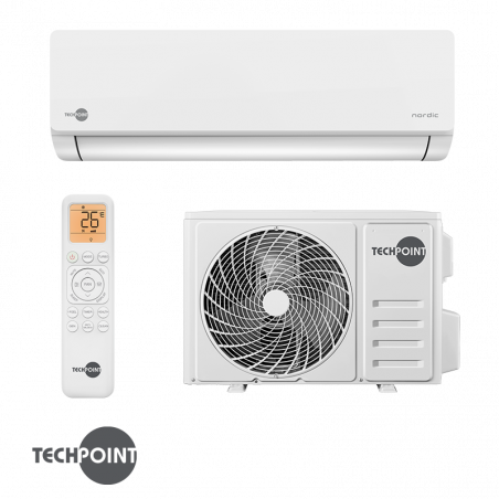 Инверторен климатик TechPoint NPT 09 X-PRO NORDIC, 9000 BTU, 17 м2, А++, Wi-Fi, R-32, Golden Fin, Бял