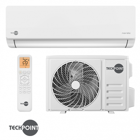 Инверторен климатик TechPoint NPT 24 X-PRO NORDIC, 24000 BTU, 45 м2, А++, Wi-Fi, R-32, Golden Fin, Бял