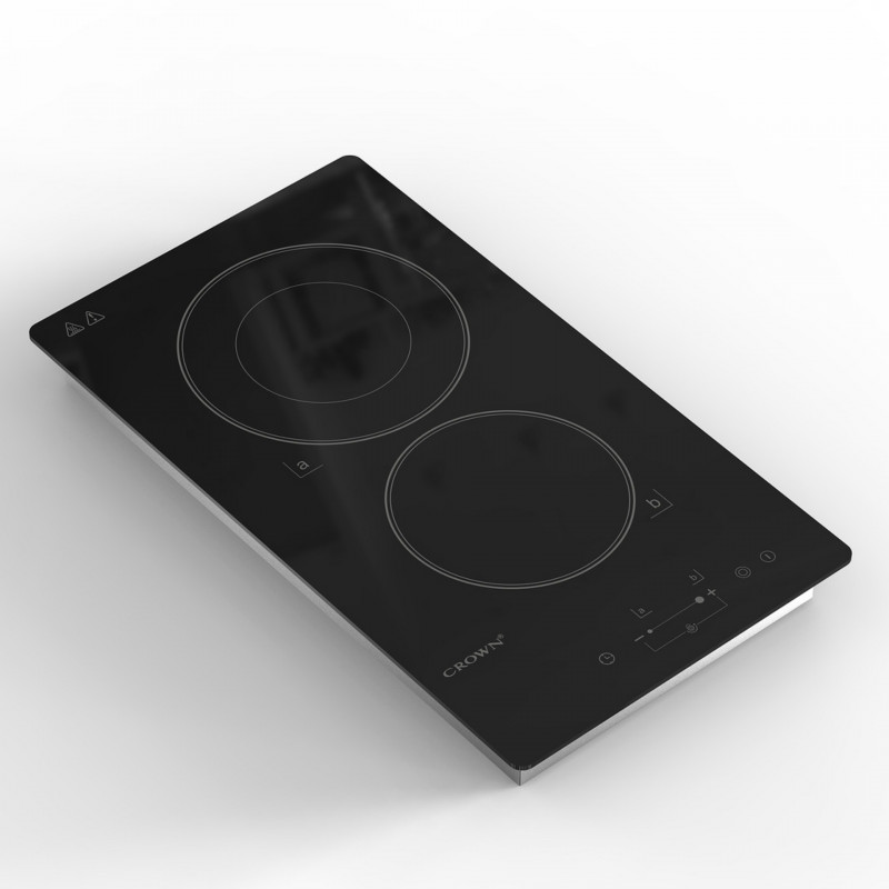 Плот за вграждане с разширяема зона Crown VCP 32D, 3000W, Таймер, Двоен, Тъч скрийн, Черен