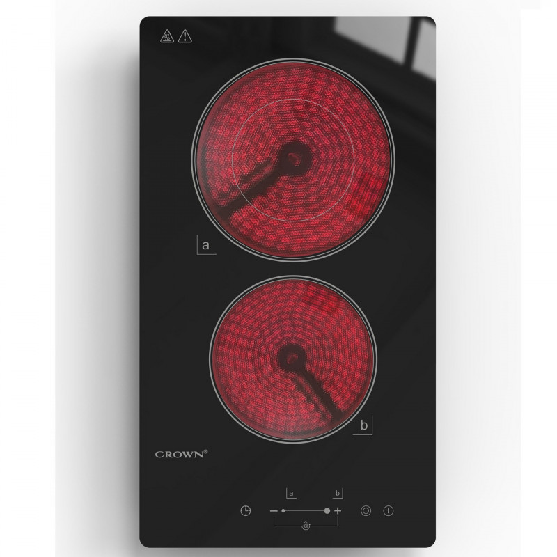 Плот за вграждане с разширяема зона Crown VCP 32D, 3000W, Таймер, Двоен, Тъч скрийн, Черен